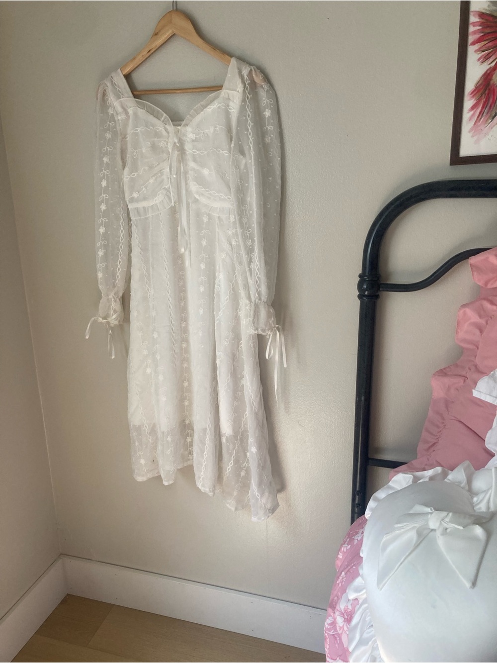 Vintage Sheer Lace Nightgown - Cream
